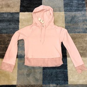 Garage Light Pink Cropped Hoodie with Netting